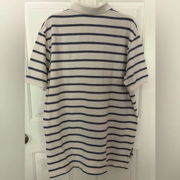 HP๐ Polo Ralph Lauren Mens Striped Ivory Blue and Black Short Sleeve Polo XL - Picture 3 of 5